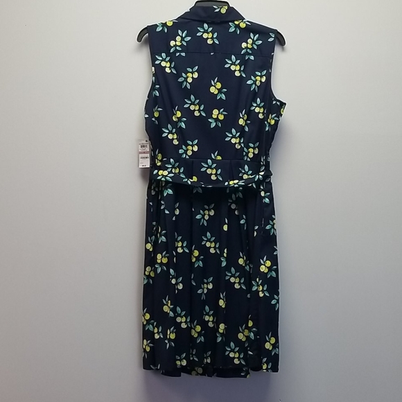 Charter Club Navy with yellow Lemons A-line Dress - Picture 3 of 7